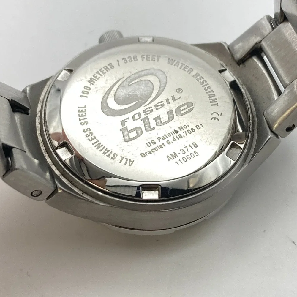 Fossil Women's Watch 28mm Silver Tone Red Yellow Ombre Date New Battery SMALL 6